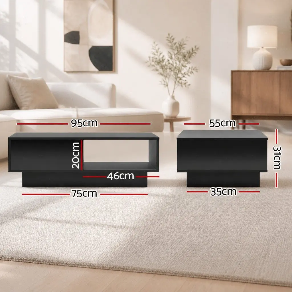 LED Coffee Table for Living Room Black with Remote Control Lights