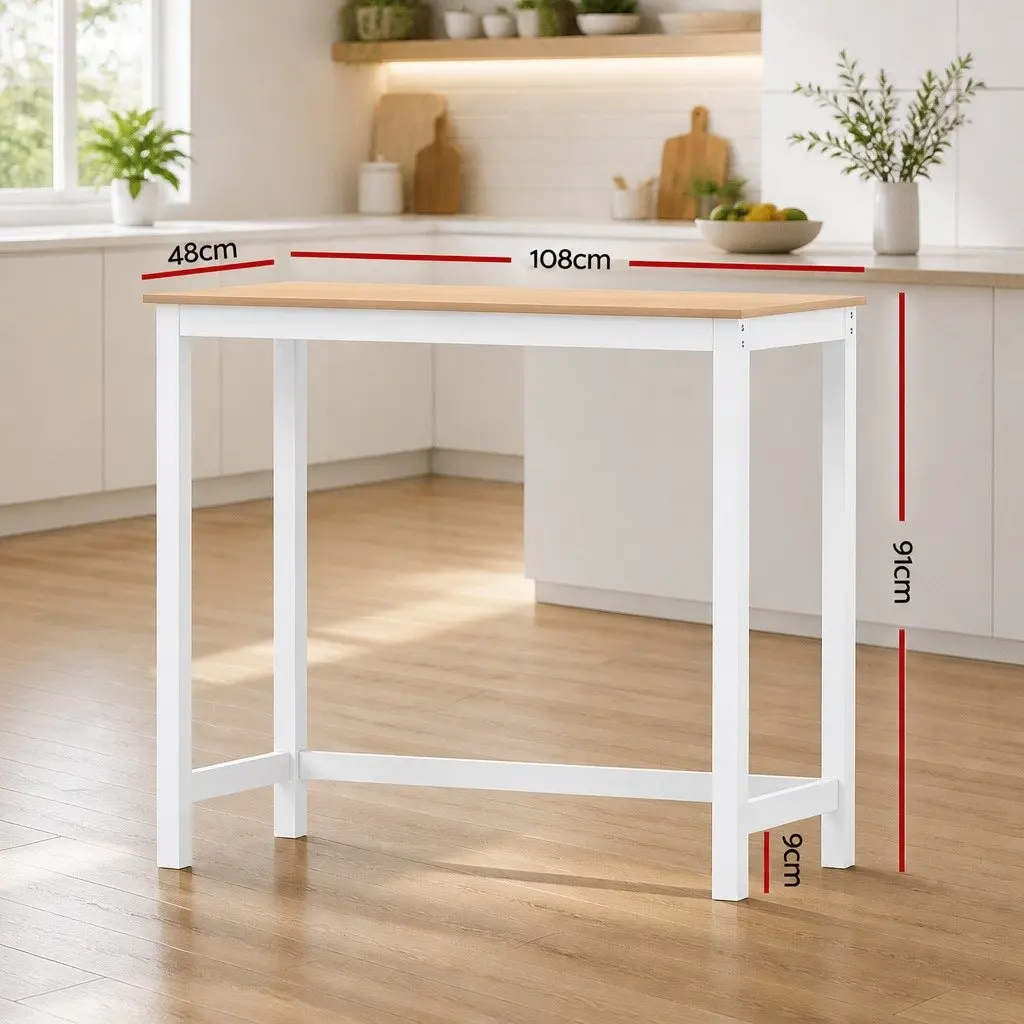Bar Table 108cm Rectangular Dining Kitchen Pub Counter Height Pinewood
