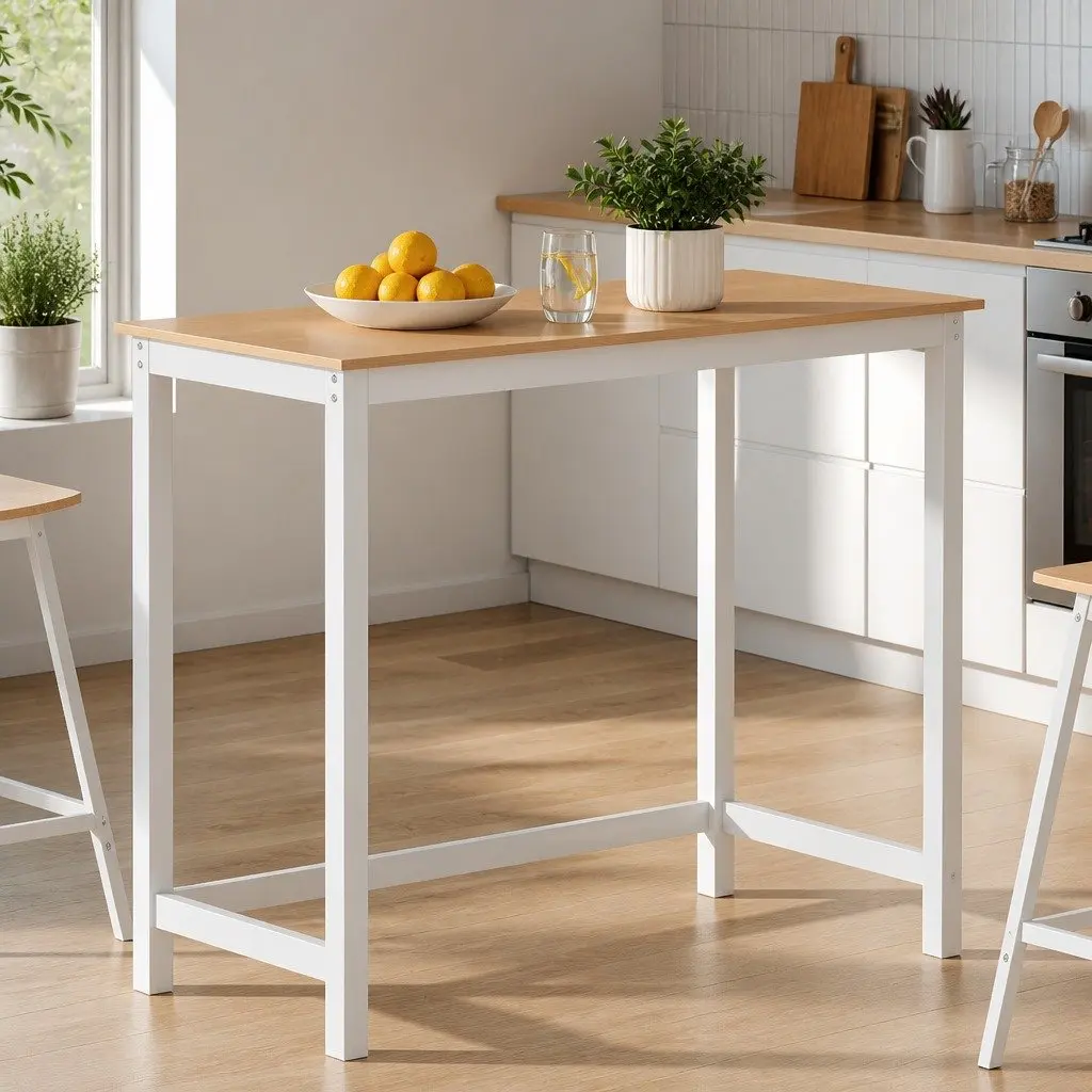 Bar Table 108cm Rectangular Dining Kitchen Pub Counter Height Pinewood
