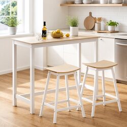 Pine Wood Bar Table and Stools Set: Specs Inside