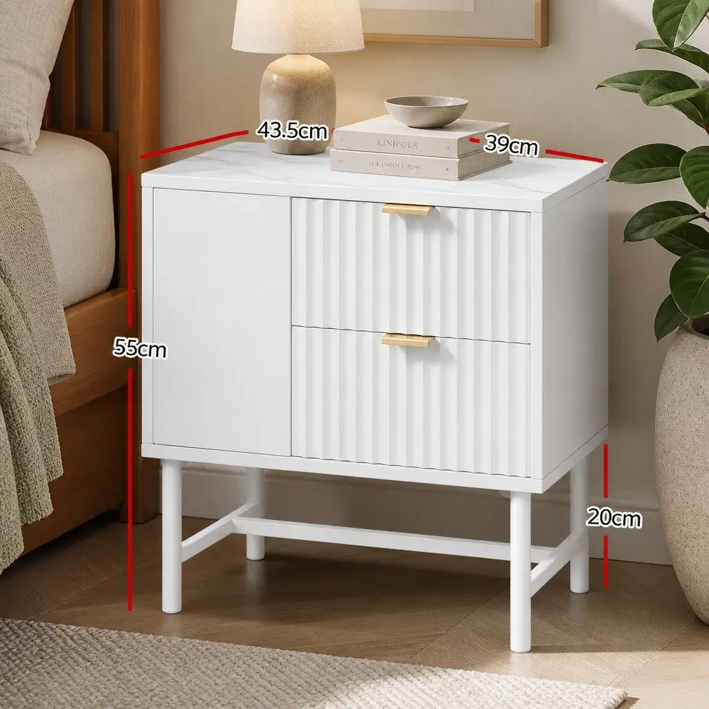 White Bedside Table with Storage