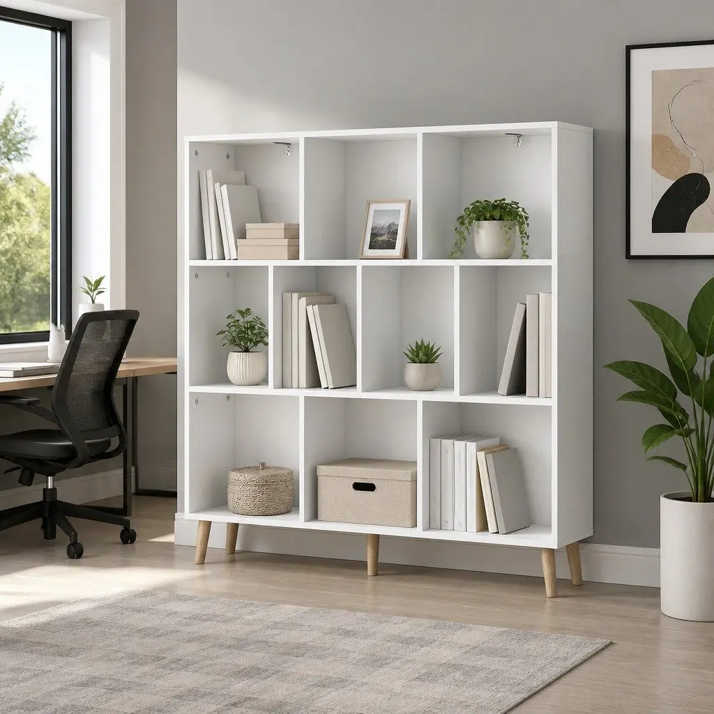 3-Tier Bookshelf with 10 Cubes