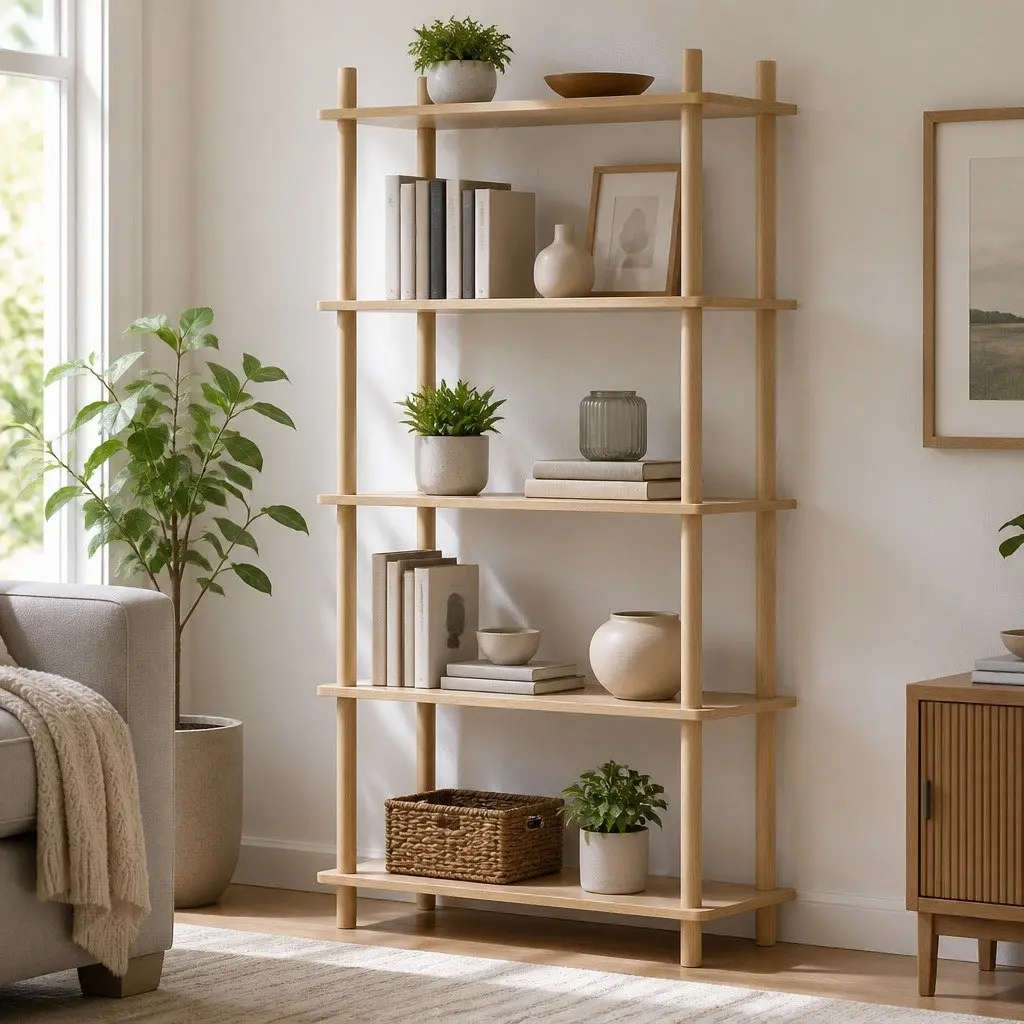 5 Tier Bookshelf Display Stand Storage Rack Shelves Living Room Organiser Pine