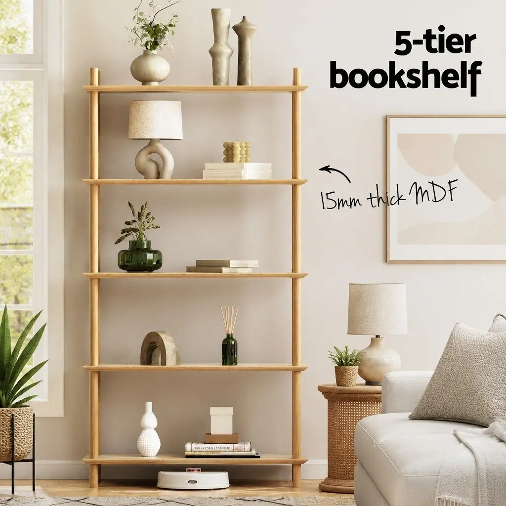 5 Tier Bookshelf Display Stand Storage Rack Shelves Living Room 80cm x 30cm x 150cm