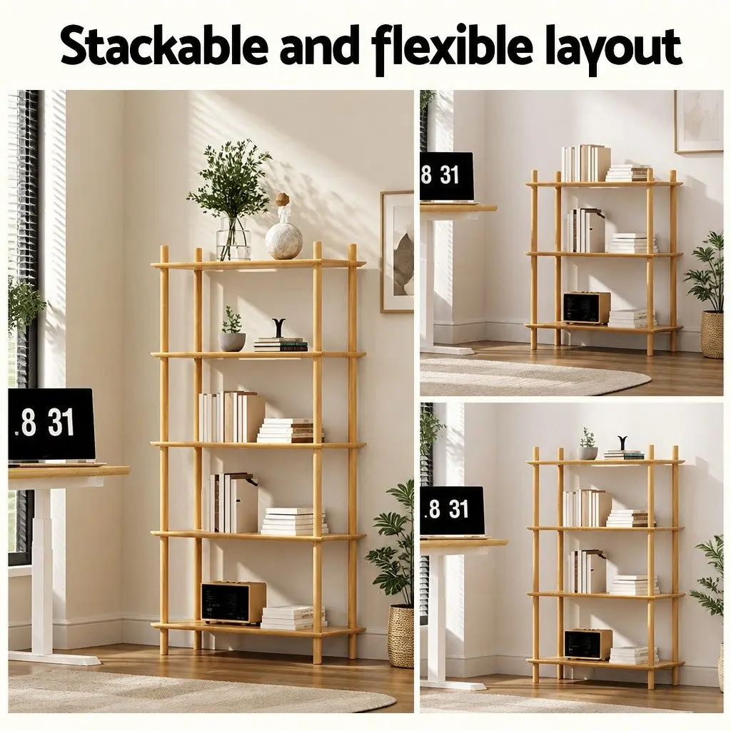 5 Tier Bookshelf Display Stand Storage Rack Shelves Living Room 80cm x 30cm x 150cm