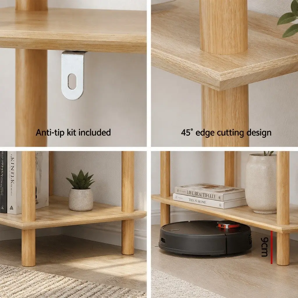 3-Tier Bookshelf Display Stand Storage Rack Wooden Shelves Living Room 160cm H x 30cm W x 82cm D