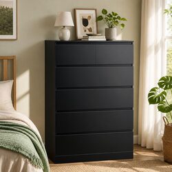 Black 6 Drawer Tallboy Chest - Dimensions and Specifications