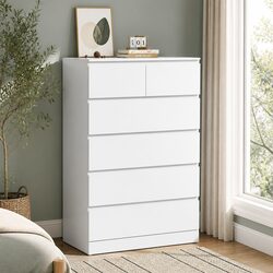 White Chest of Drawers: 80cm x 40cm x 121cm Dimensions