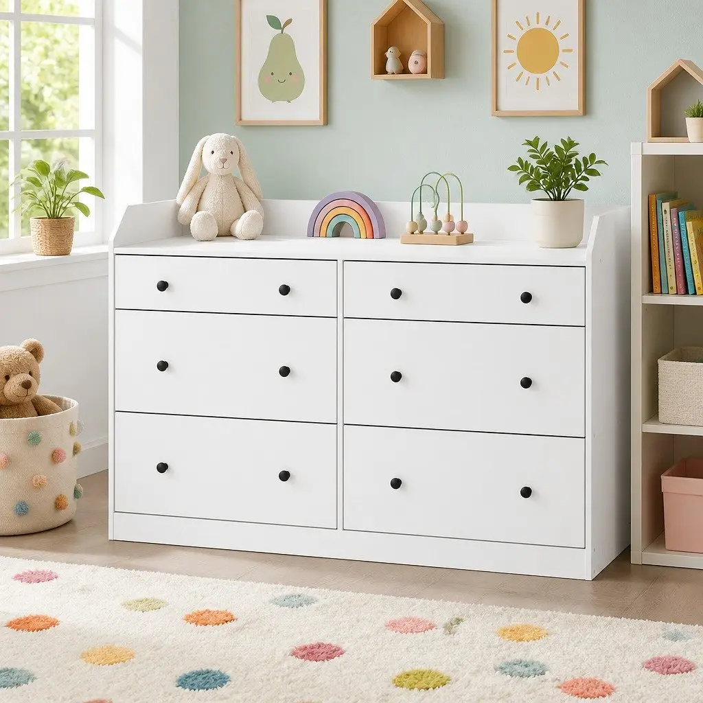 White 6 Drawer Chest for Storage