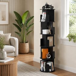 5 Tier Round Rotating Shelf - Black Storage Display
