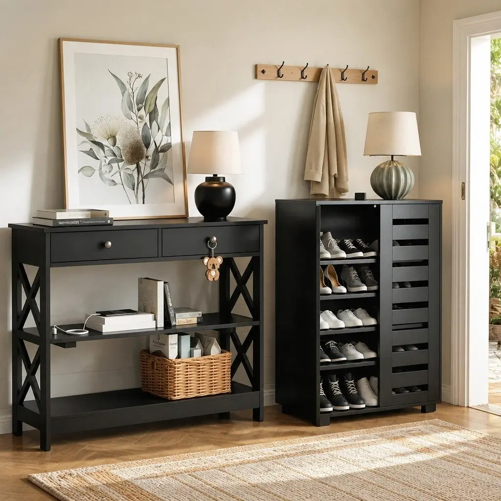 Shoe Cabinet and Console Table Set
