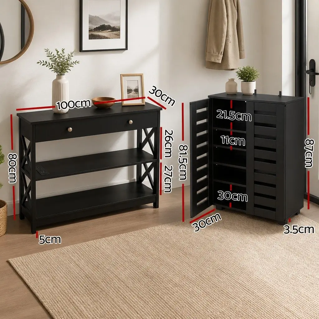 Shoe Cabinet and Console Table Set