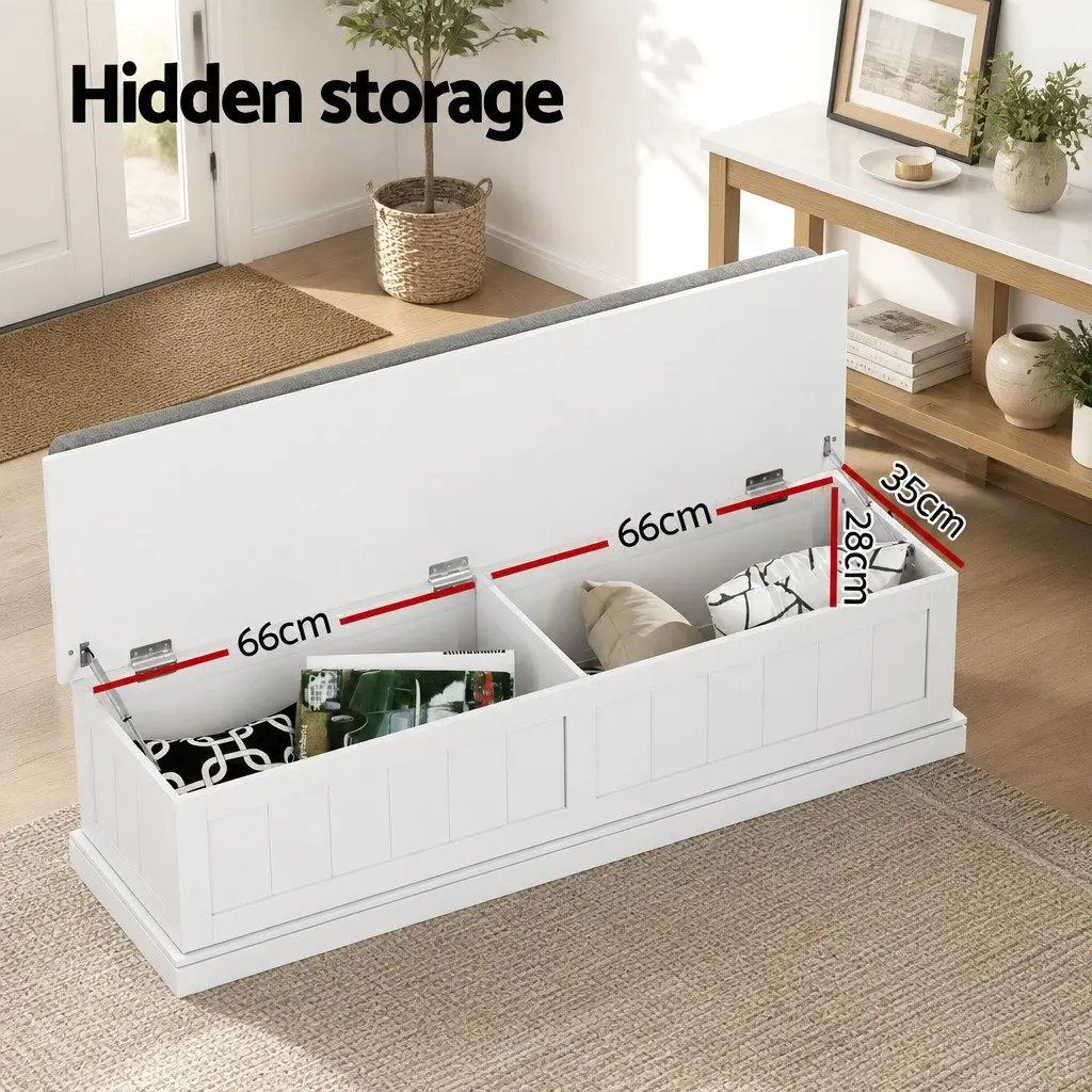 Storage Ottoman Blanket Box 140cm Fluted Design Hinged Lid Seat Footstool