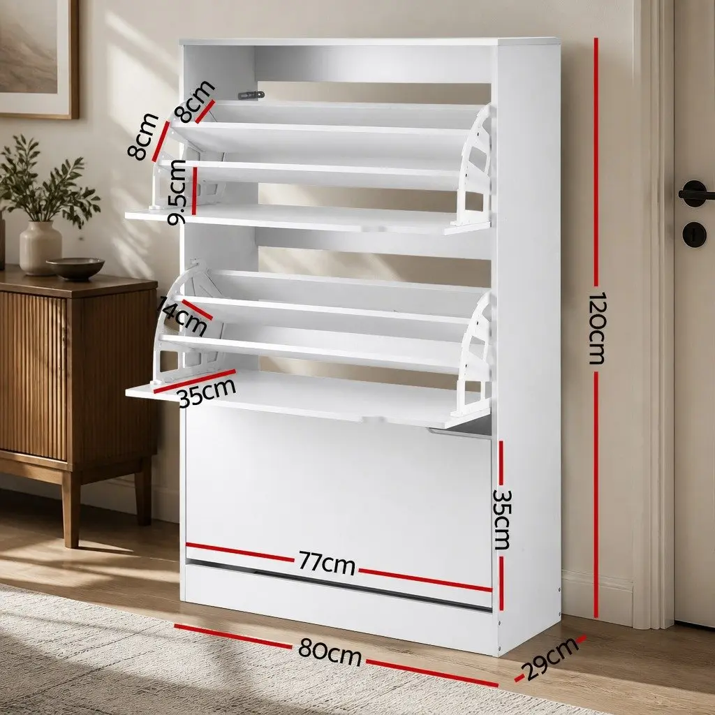 Shoe Rack Cabinet Entryway Hallway 120cm White Adjustable Shelf 24 Pairs Storage