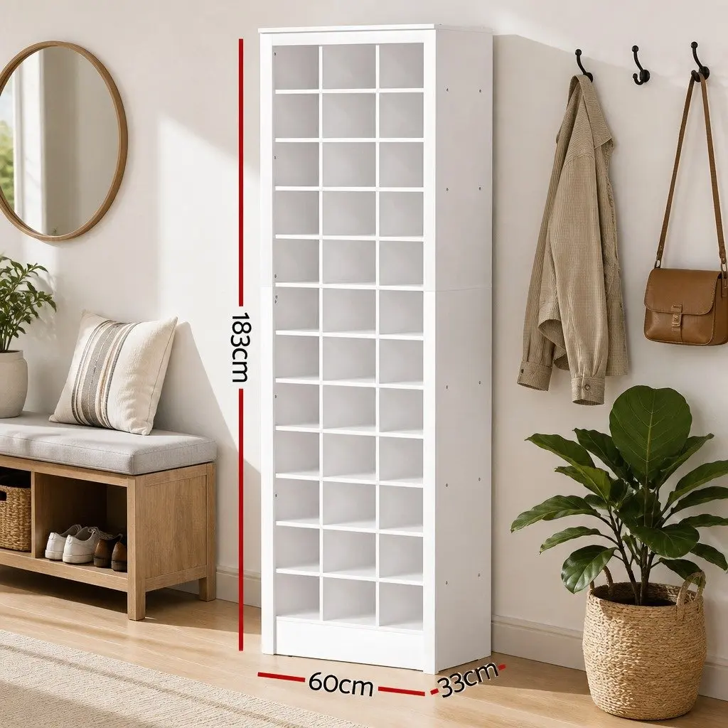12-Tier Shoe Rack 36 Pairs Storage Cabinet White Organizer Entryway Furniture