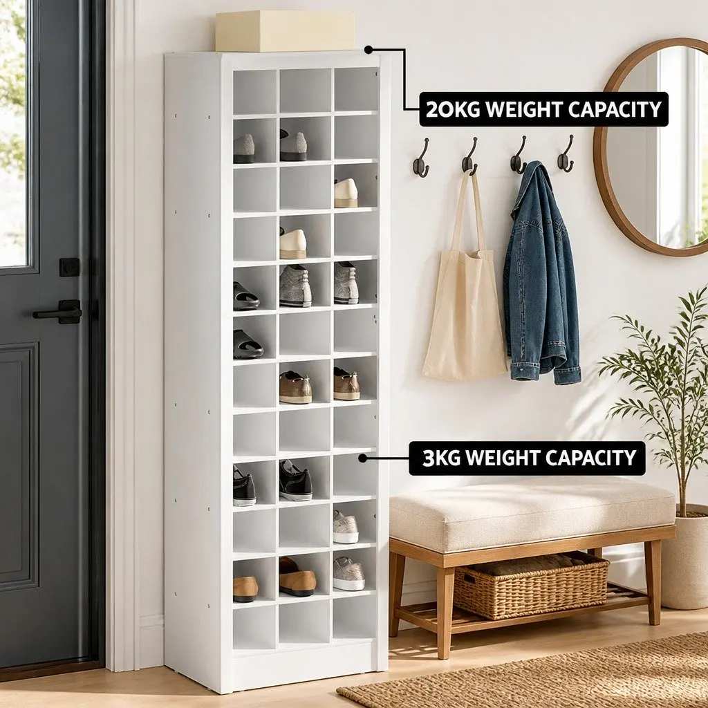 12-Tier Shoe Rack 36 Pairs Storage Cabinet White Organizer Entryway Furniture