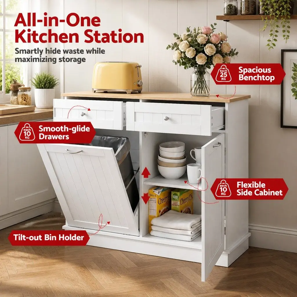 White Kitchen Buffet Sideboard with