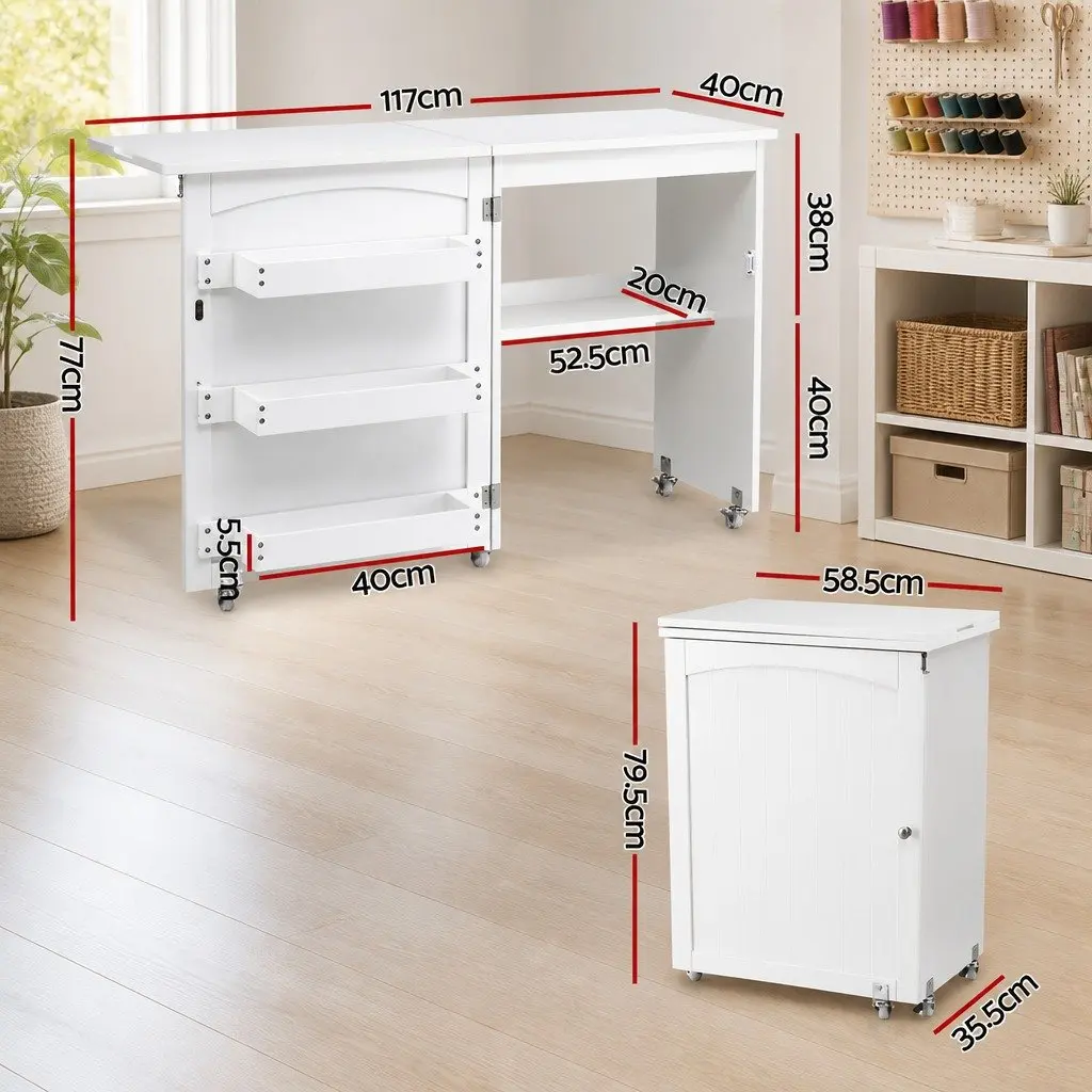 Folding Sewing Table Craft Work Station for Home 118 x 49.5 x 79.5 cm