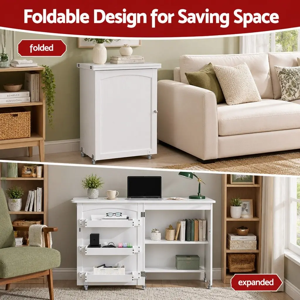 Folding Sewing Table Craft Work Station for Home 118 x 49.5 x 79.5 cm
