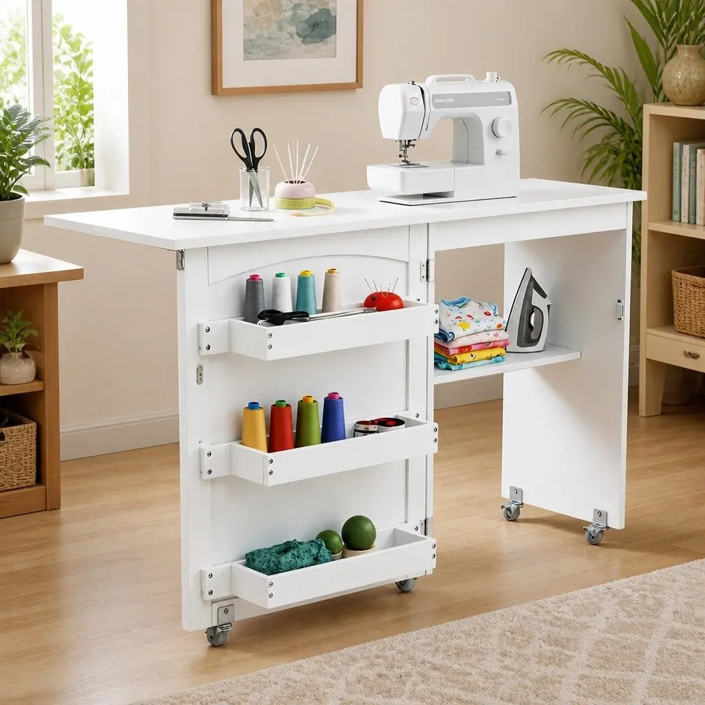 Folding Sewing Table Craft Work Station for Home 118 x 49.5 x 79.5 cm