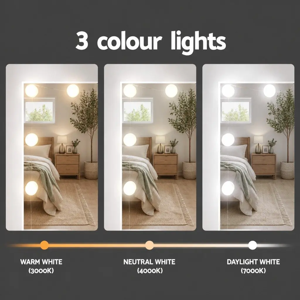 Dressing Table Set with Stool 10 LED Bulbs Hollywood Mirror Vanity White
