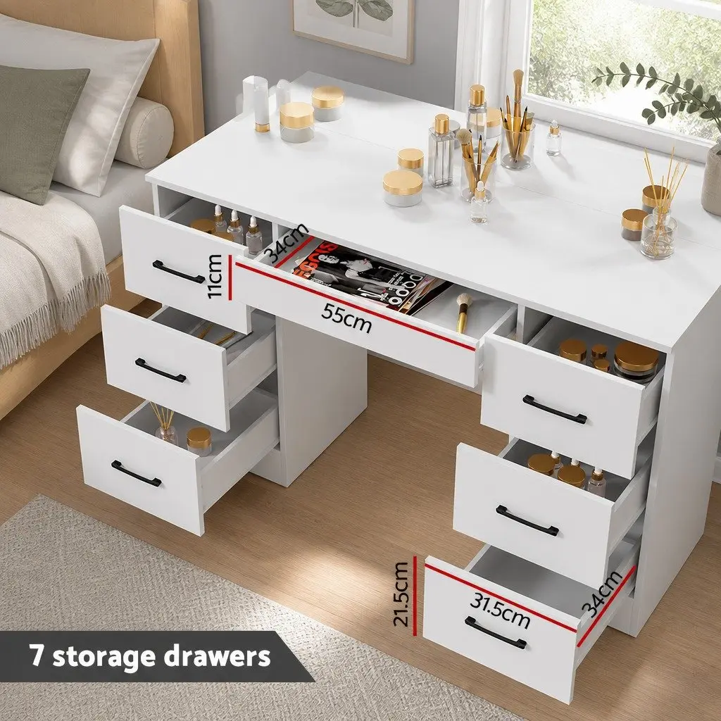 Dressing Table Set with Stool 10 LED Bulbs Hollywood Mirror Vanity White