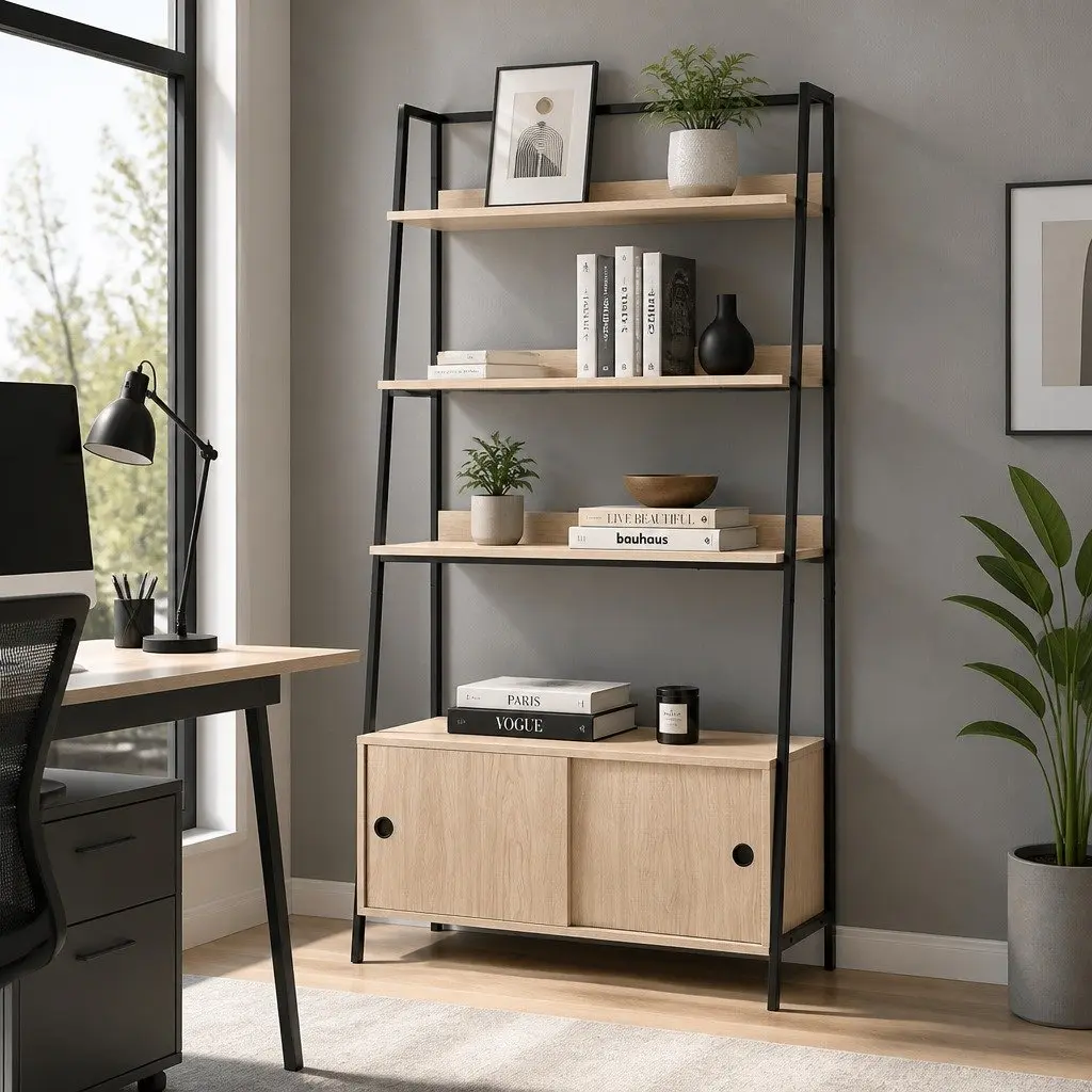5 Tier Oak Cube Bookshelf Unit