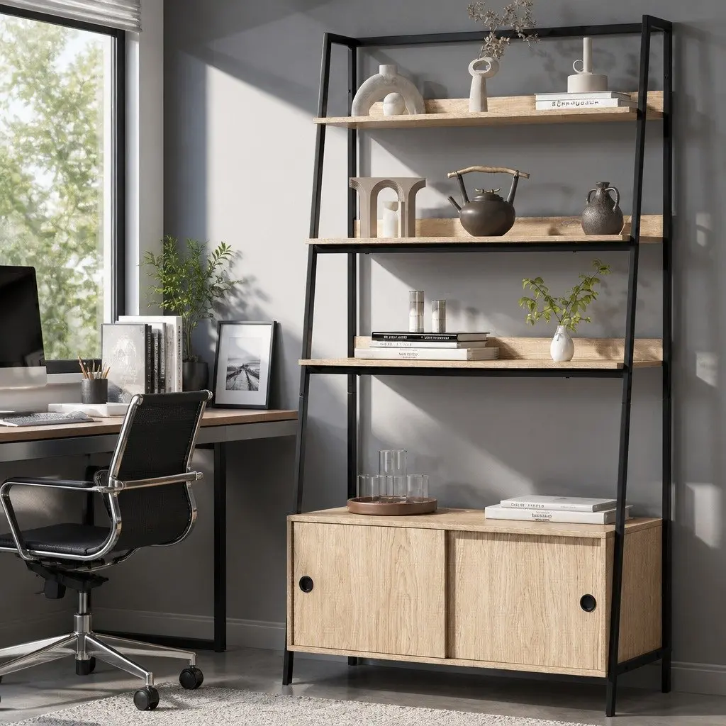 5 Tier Oak Cube Bookshelf Unit