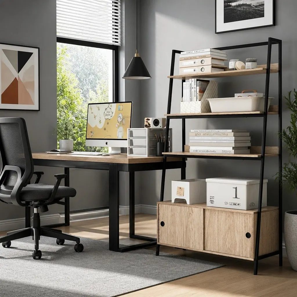5 Tier Oak Cube Bookshelf Unit