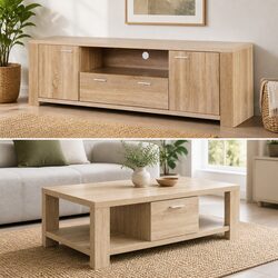 Dimensions-Focused TV Entertainment Unit & Coffee Table Set