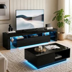 Dimensions & Features of Black TV Unit & Coffee Table Set