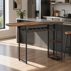 Dimensions-Driven Extendable Bar Table with Wine Rack