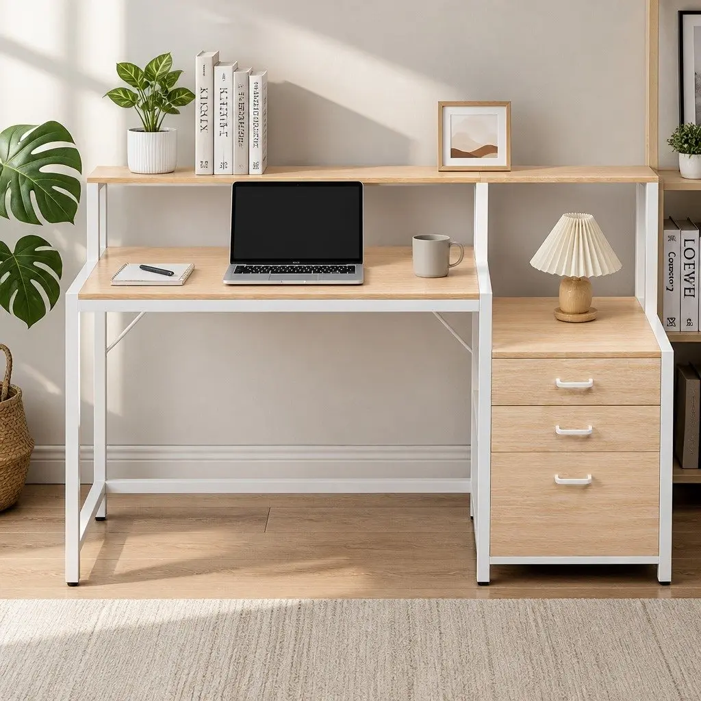 Computer Desk Home Office Study Table Oak 160cm