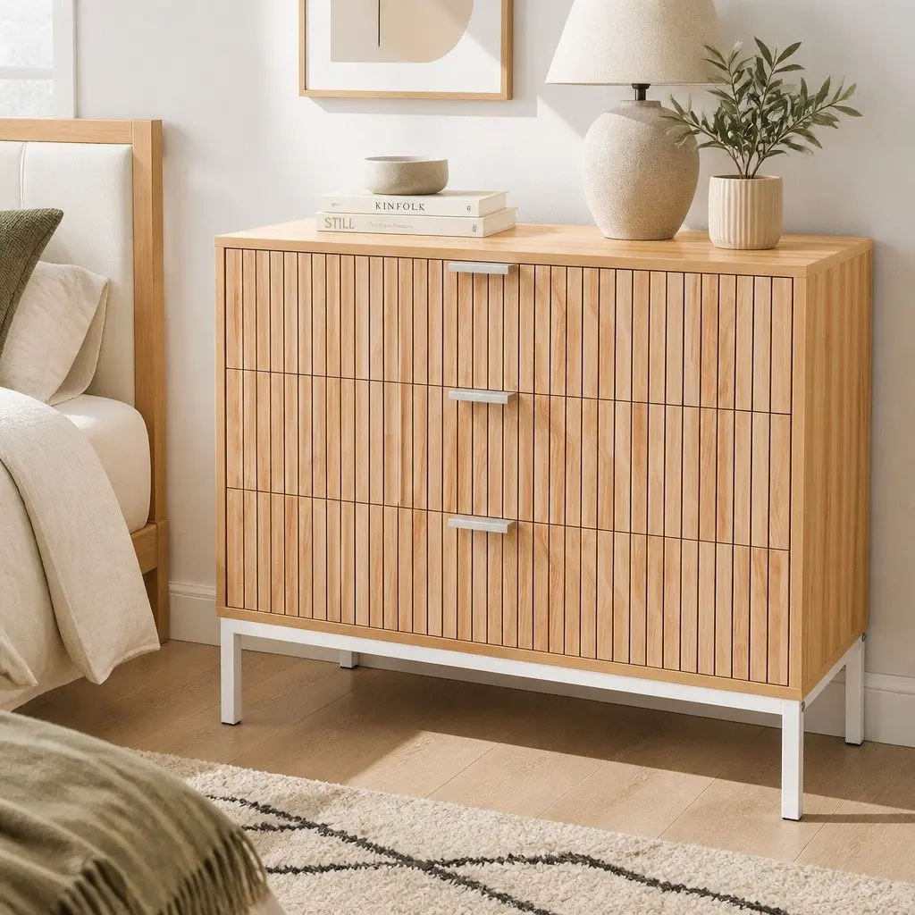 Chest of Drawers Bedroom 3 Drawer Pine Storage Dresser 80cm x 40cm x 69cm