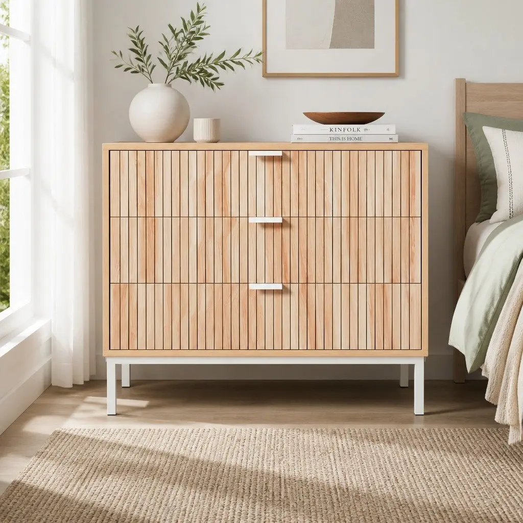 Chest of Drawers Bedroom 3 Drawer Pine Storage Dresser 80cm x 40cm x 69cm