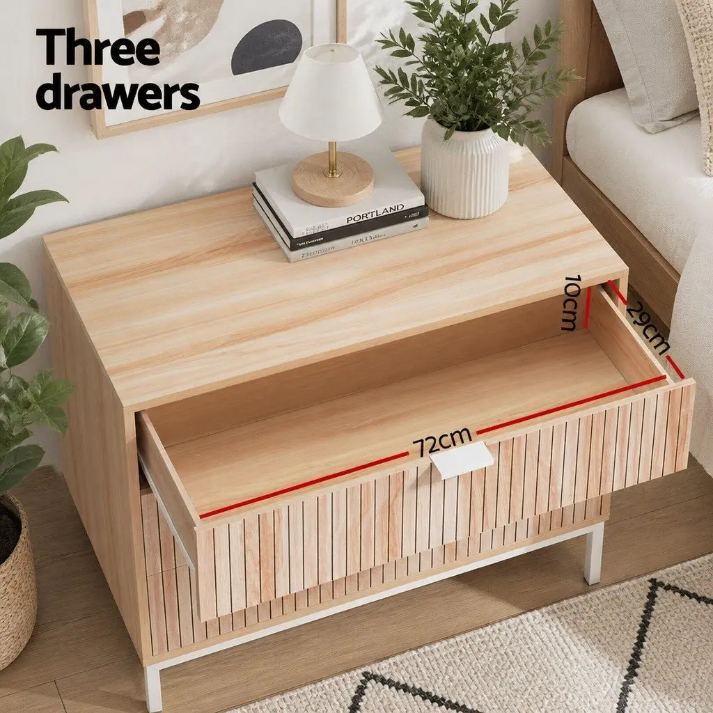 Chest of Drawers Bedroom 3 Drawer Pine Storage Dresser 80cm x 40cm x 69cm