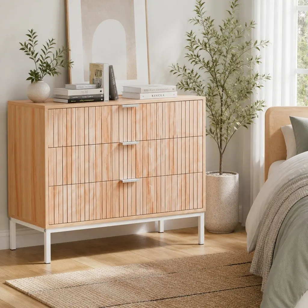 Chest of Drawers Bedroom 3 Drawer Pine Storage Dresser 80cm x 40cm x 69cm