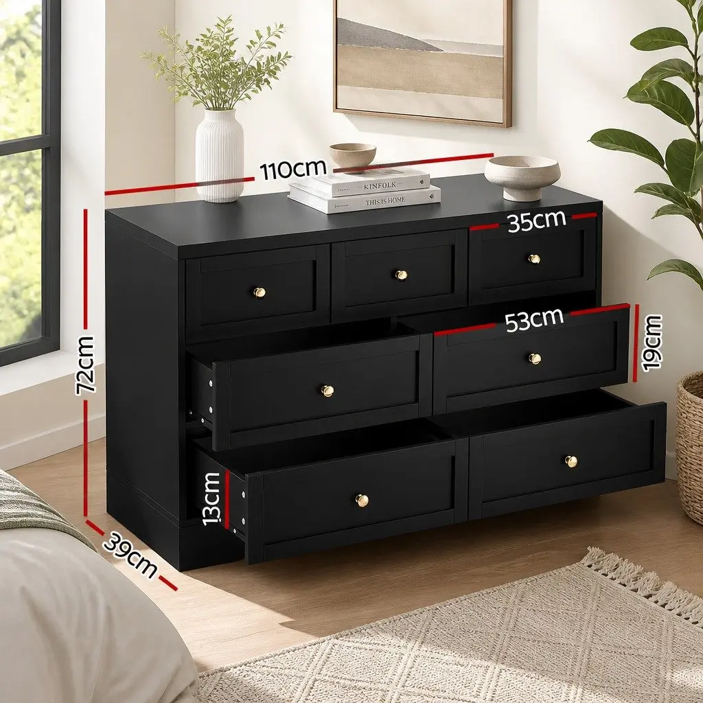 7 Drawer Chest Dresser in Black