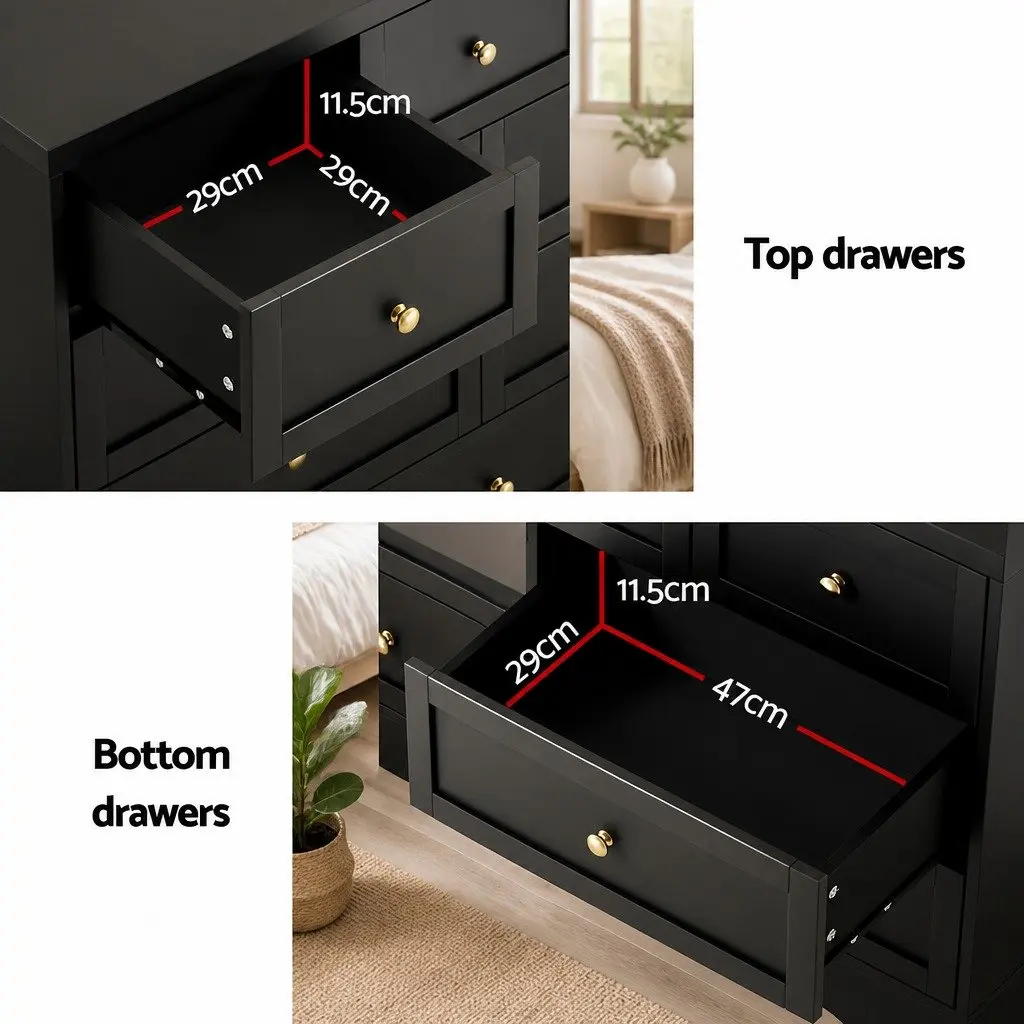 7 Drawer Chest Dresser in Black