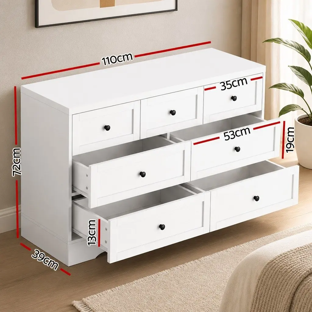 7 Drawer Chest Dresser Storage Cabinet White Bedroom