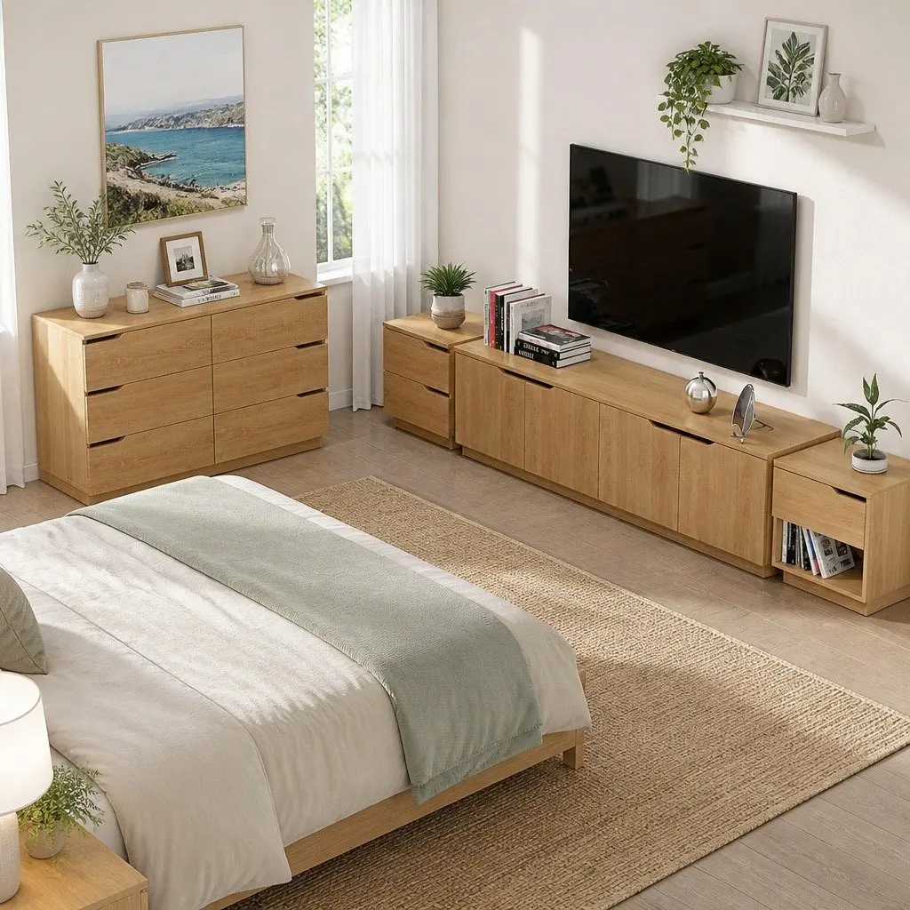 6 Drawer Chest of Drawers Dresser Storage Cabinet Bedroom Furniture Pine 120x40x75.5 cm