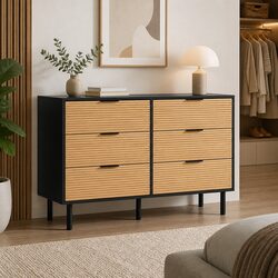Specifications of 6 Drawer Chest Dresser in Black Pine