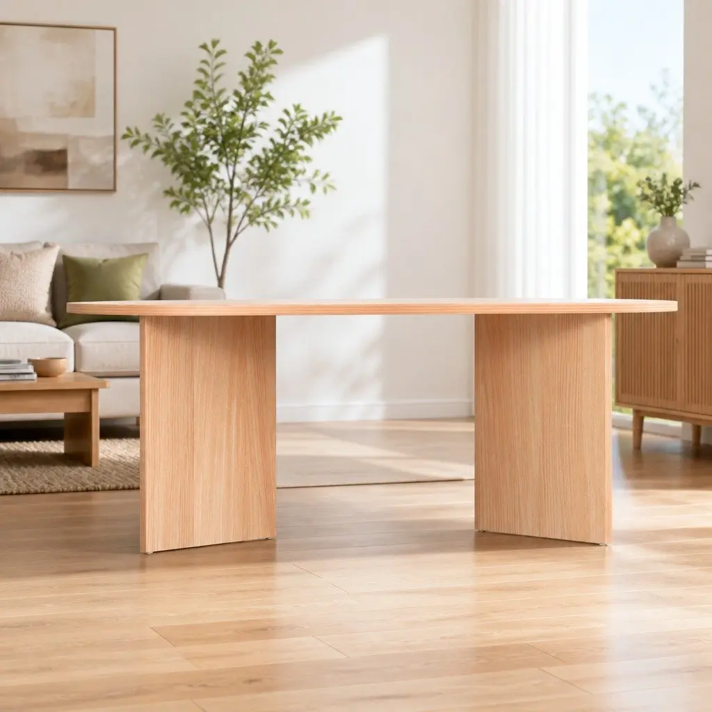 Oval Coffee Table 110cm Living Room Furniture Natural Pine Scandi Style