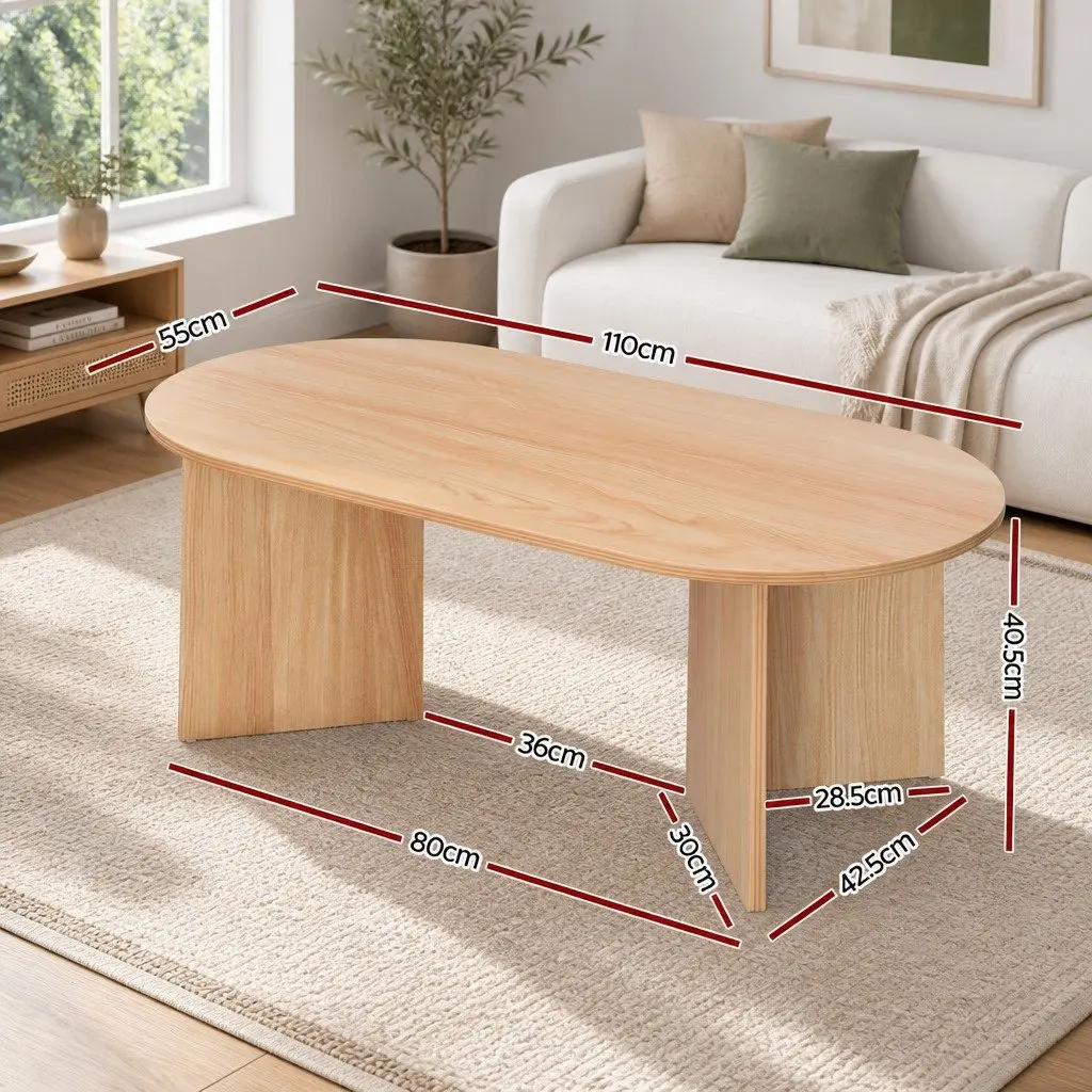 Oval Coffee Table 110cm Living Room Furniture Natural Pine Scandi Style