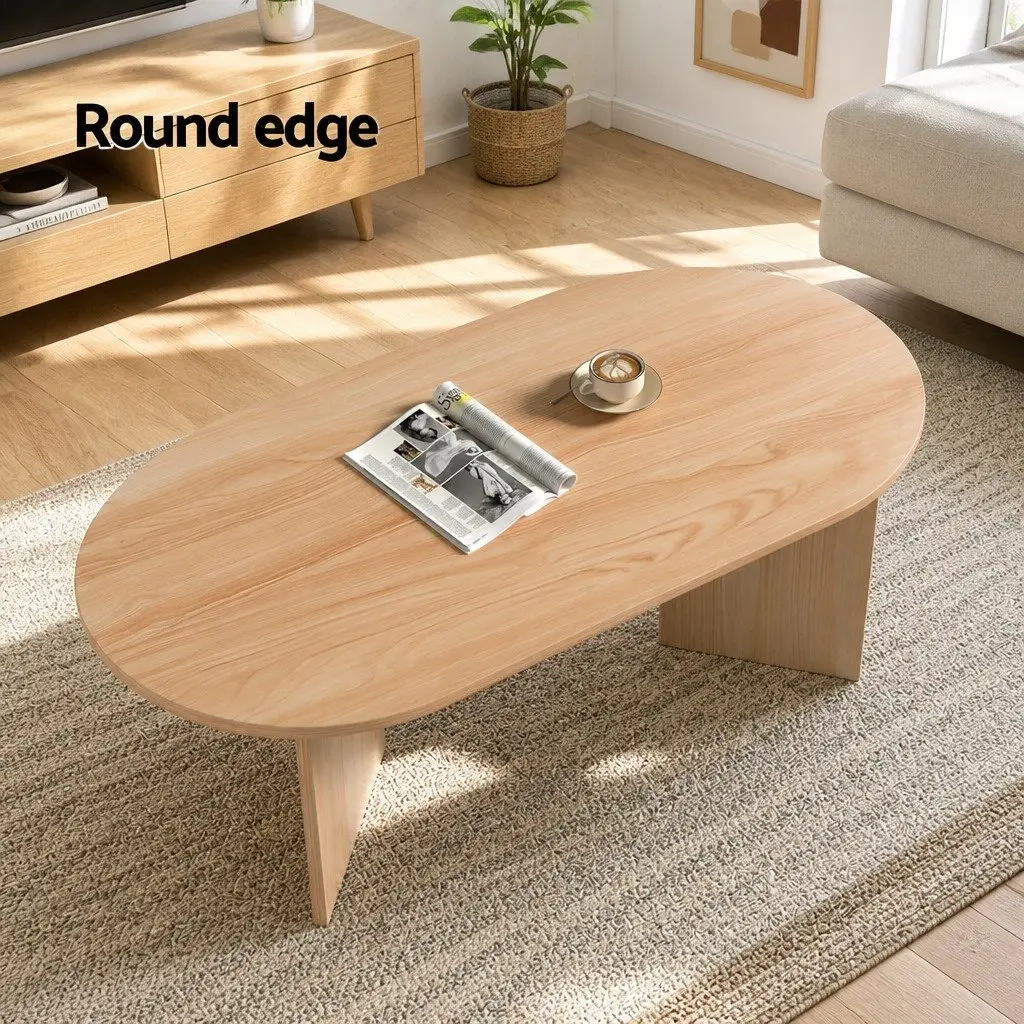 Oval Coffee Table 110cm Living Room Furniture Natural Pine Scandi Style