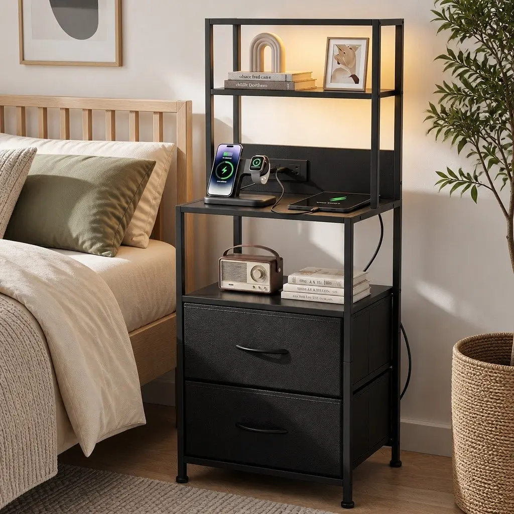 Bedside Table with Charging