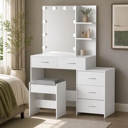 Dressing Table Specifications: LED Mirror, Stool & Storage