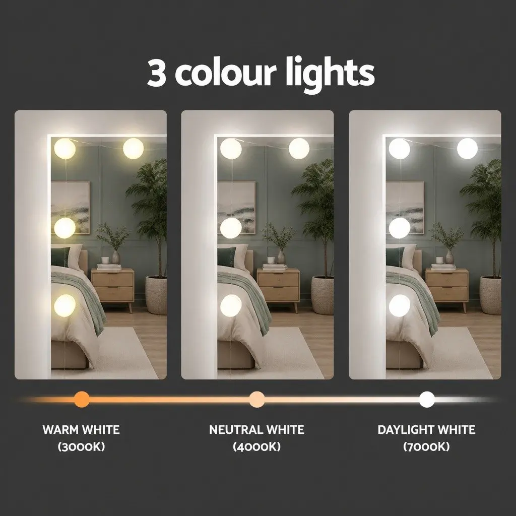 Dressing Table Set for Bedroom with LED Makeup Mirror and Stool White