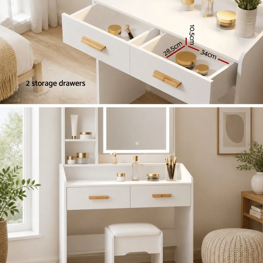 Hollywood-Style White Vanity Set
