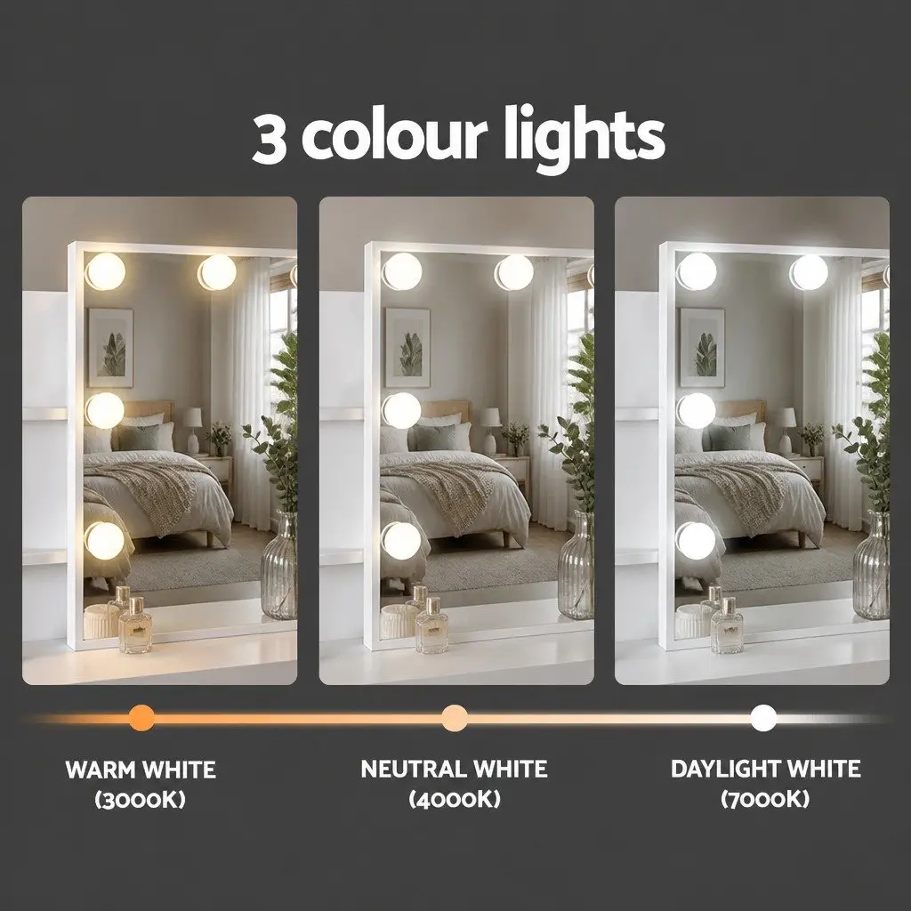 LED Makeup Mirror Dressing Table with Stool and Storage